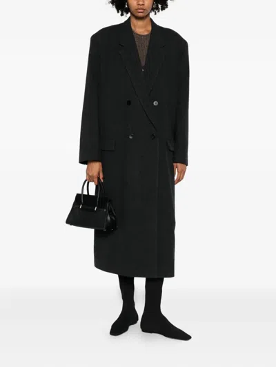 Magliano Double-breasted Wool Coat In Black