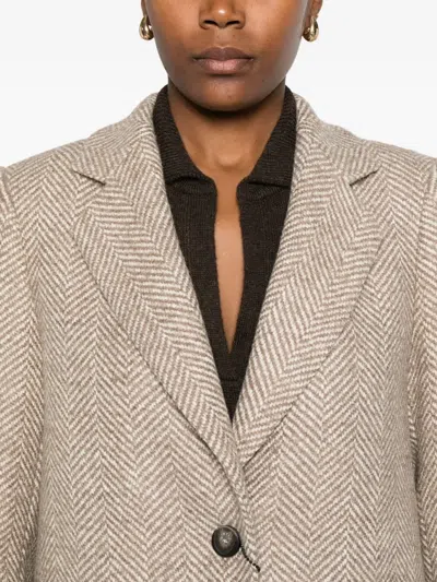 Tagliatore Herringbone Coat In Brown