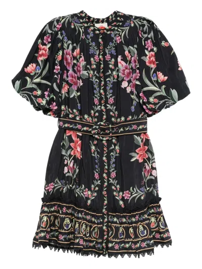 Farm Rio Belle Garden Floral-print Cotton-blend Mini Dress In Multi
