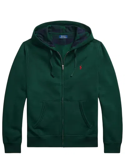 Polo Ralph Lauren Mens Moss Agate Zipped Logo-embroidered Cotton-blend Hoody In Green