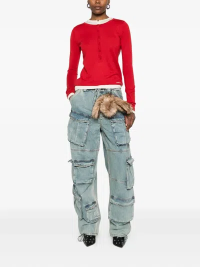 Markgong Pullover Mit Knopfleiste In Red