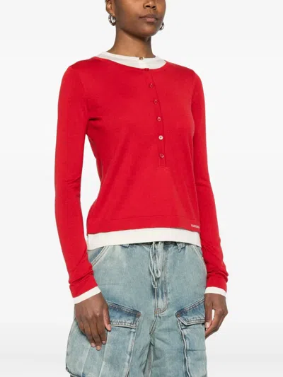 Markgong Pullover Mit Knopfleiste In Red