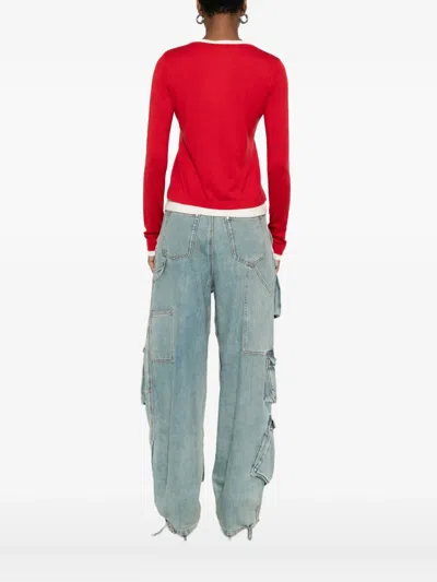 Markgong Pullover Mit Knopfleiste In Red