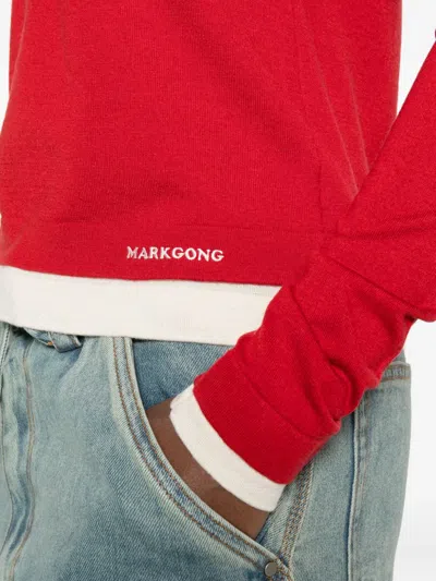 Markgong Pullover Mit Knopfleiste In Red