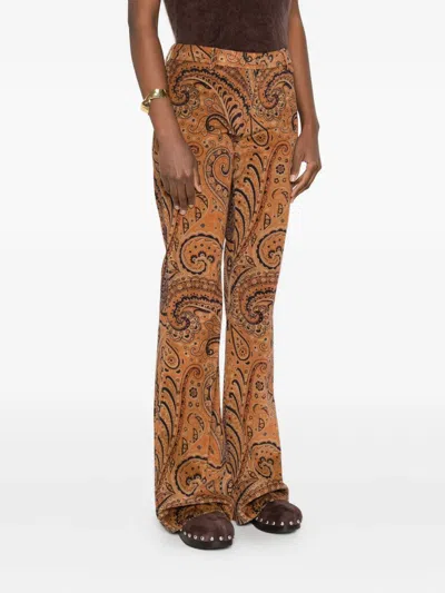 Etro Paisley-pattern Corduroy Trousers In Multi