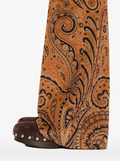 Etro Paisley-pattern Corduroy Trousers In Multi