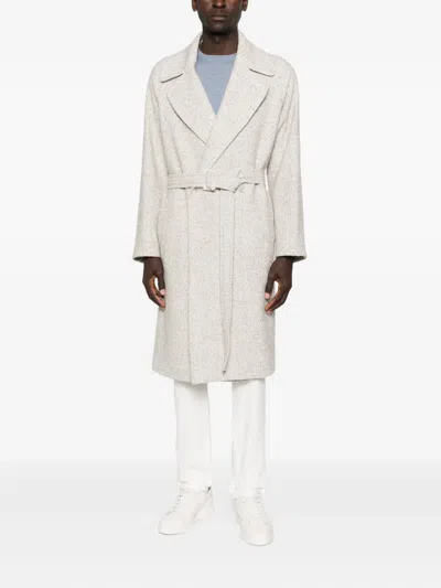 Hevo Belted Coat In Gray
