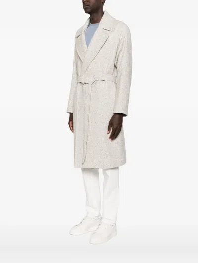 Hevo Belted Coat In Gray