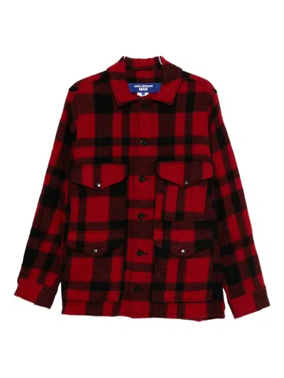 Junya Watanabe Checked Press-stud Shirt Jacket In Red