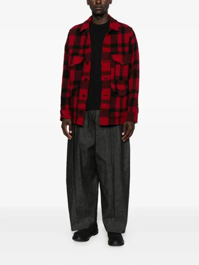 Junya Watanabe Checked Press-stud Shirt Jacket In Red