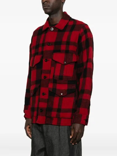 Junya Watanabe Checked Press-stud Shirt Jacket In Red