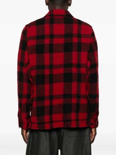 Junya Watanabe Checked Press-stud Shirt Jacket In Red