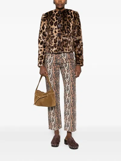 House Of Sunny Womens Multi Leopard Jessie Straight-leg Denim Jeans