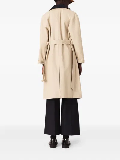 Maje Belted Trench Coat In Brown