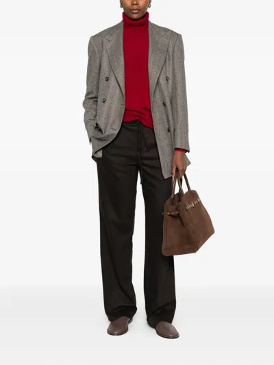 Tagliatore Doppelreihiges Sakko Mit Fischgrätenmuster In Gray