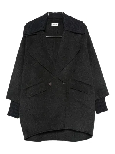 P.a.r.o.s.h Parosh Dark Grey Double-breasted Coat In Black