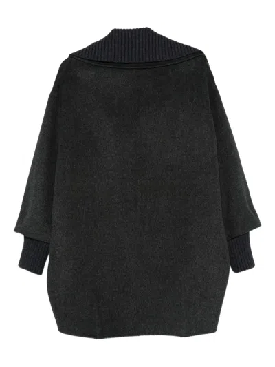 P.a.r.o.s.h Parosh Dark Grey Double-breasted Coat In Black