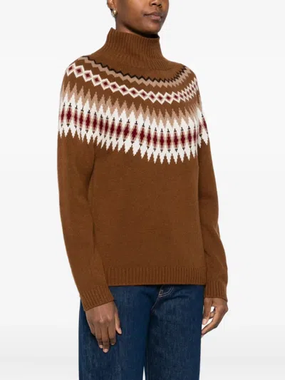 Beyou Fair-isle-pullover Mit Stehkragen In Brown