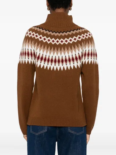 Beyou Fair-isle-pullover Mit Stehkragen In Brown
