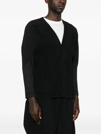 Issey Miyake Long-sleeved Cardigan In Black
