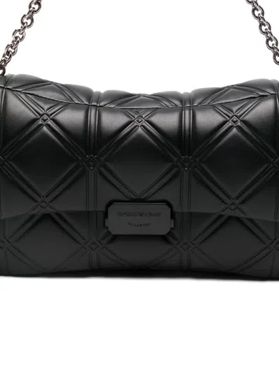 Emporio Armani Quilted Foldover Chain-link In Black