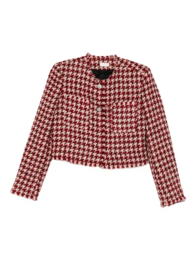 Liu •jo Tweed-jacke Mit Hahnentrittmuster In Red