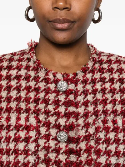 Liu •jo Tweed-jacke Mit Hahnentrittmuster In Red