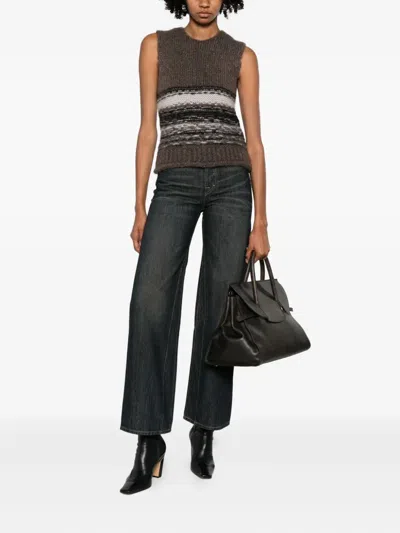 Our Legacy Pleaser Striped Mohair And Wool-blend Tank In Gray