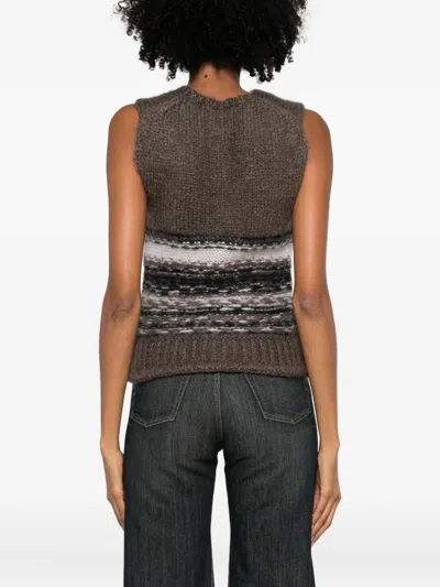 Our Legacy Pleaser Striped Mohair And Wool-blend Tank In Gray
