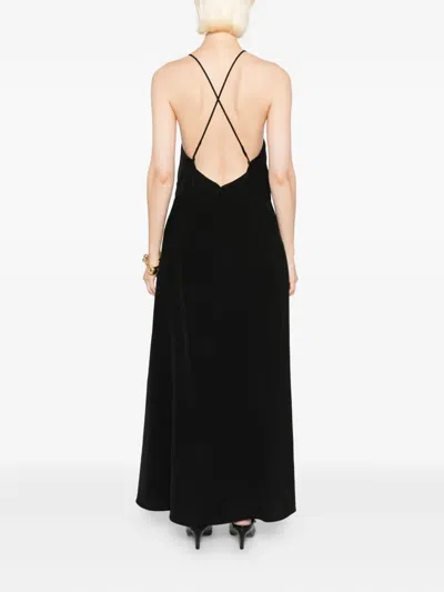 Jil Sander Fitted Bodice Silk Blend Dress In Black