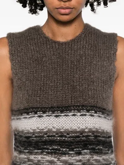Our Legacy Pleaser Striped Mohair And Wool-blend Tank In Gray