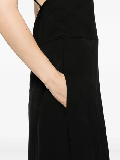 Jil Sander Fitted Bodice Silk Blend Dress In Black