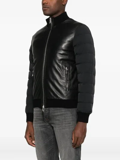 The Jack Leathers Quilted-sleeve Jacket In Multi