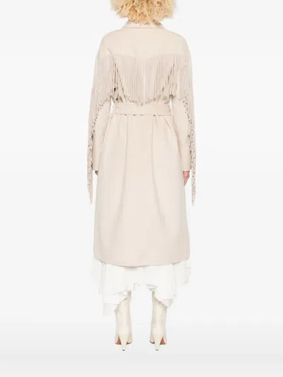 Maje Einreihiger Mantel Mit Fransen In Neutral