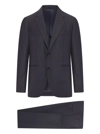Lardini Wool Single-breasted Suit In Blue