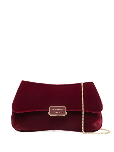 Emporio Armani Maroon Logo Clutch In Burgundy