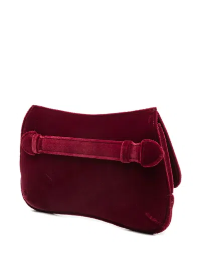 Emporio Armani Maroon Logo Clutch In Burgundy