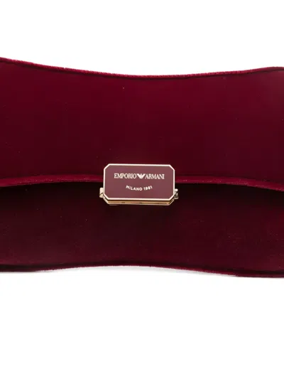 Emporio Armani Maroon Logo Clutch In Burgundy
