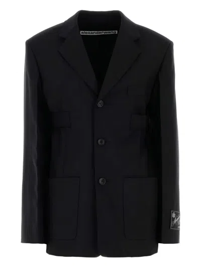 Alexander Wang Oversized Blazer With Logo In Black