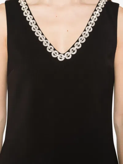 Self-portrait Crystal-embellished V-neck Dress In Black