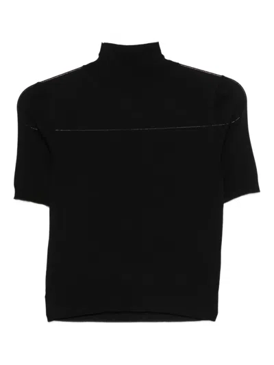 Goes Botanical Kurzärmeliger Rollkragenpullover In Black