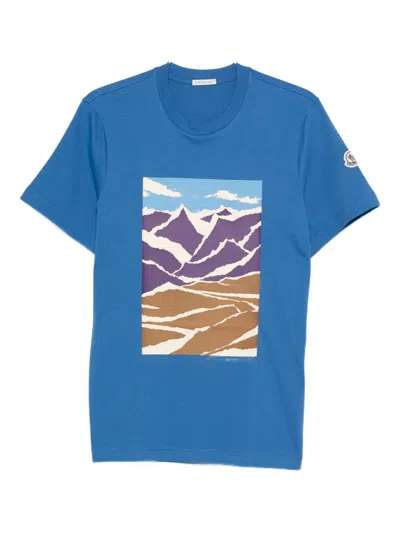 Moncler Graphic-print Short-sleeve T-shirt In Blue