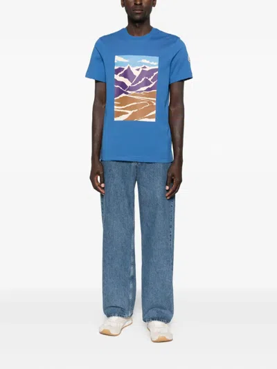 Moncler Graphic-print Short-sleeve T-shirt In Blue