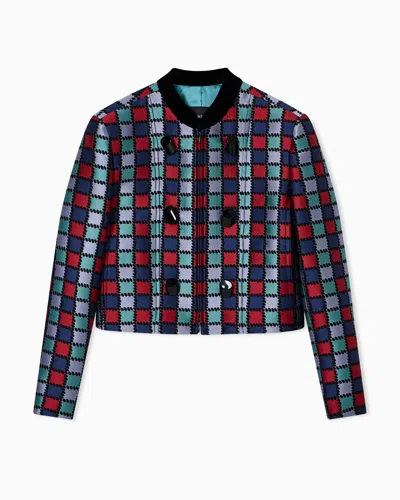 Emporio Armani Jacket In A Jacquard Wool-blend With An All-over Check Motif In Multi