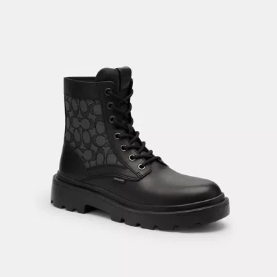 Coach Outlet Combat Boot With Signature Jacquard In Black