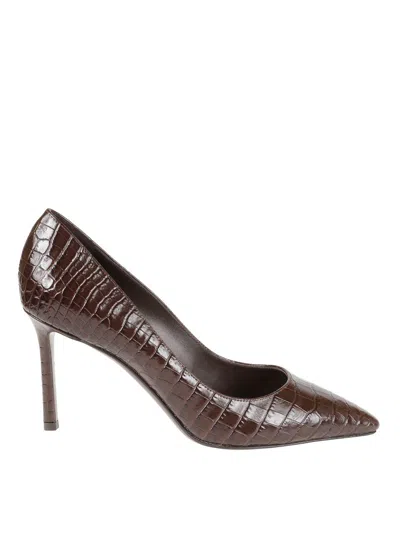 Jimmy Choo Pointed Toe High Heel Pumps With Silhouette In Brown