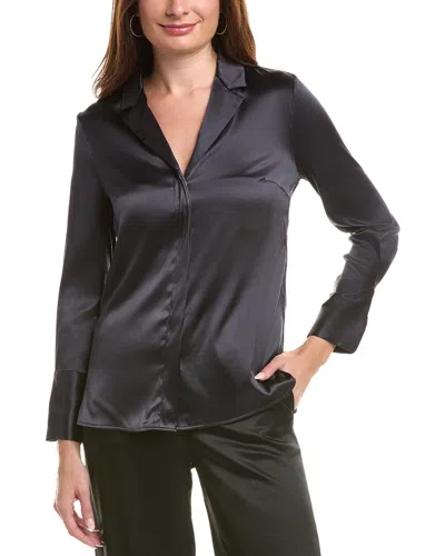 Peserico Satin Silk-blend Shirt In Black