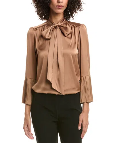 Anne Klein Bow Blouse In Brown