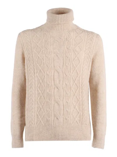Ballantyne Fine Knit High-neck Pullover With Ribbed Details In Yellow