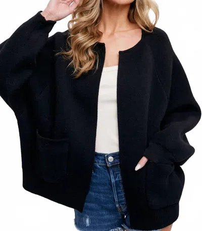 Bluivy Stacie Open Front Cardigan In Black In Black